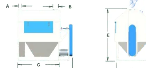 Drum Sieve dimension drawing with A–H reference letters